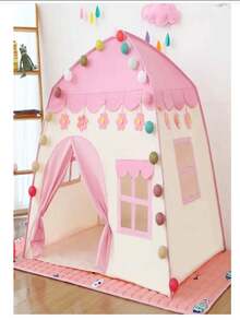 Castle Princess House Buildable Tent Girls Portable Princess Tent Indoor Outdoor Gift For Girl Toy For Girls House Garden - Pink - View 3