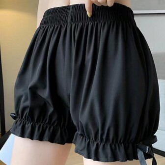1pc Women's Shorts With Anti-Chafing & Non-Rolling Hem, Thin Fabric For Summer, Random Color