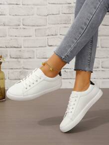 Women's Casual Sports Shoes, New Fashion White Sneakers, All-match Women's Flat Shoes - Black - View 5
