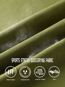 1pc Men's Compression Long Sleeve Fitness Top Baselayer Core Workout Shirt - Army Green - View 6