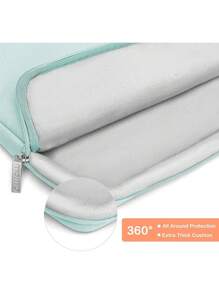 MOSISO 360 Protective Laptop Sleeve Bag Compatible with MacBook Air/Pro, 13-16inch Notebook, Horizontal Bag with Belt&Right Pocket - Mint Green - View 3