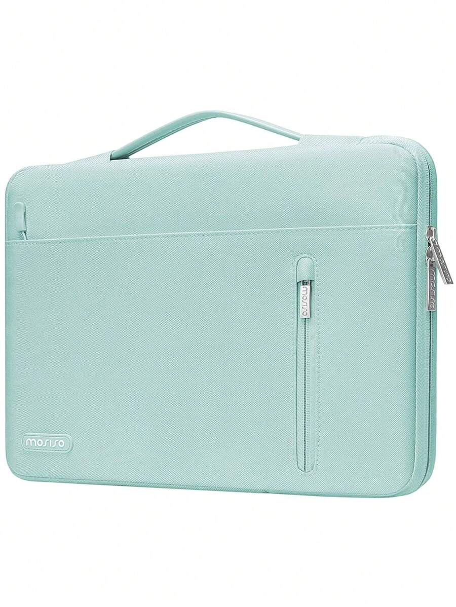 MOSISO 360 Protective Laptop Sleeve Bag Compatible with MacBook Air/Pro, 13-16inch Notebook, Horizontal Bag with Belt&Right Pocket - Mint Green - View 1