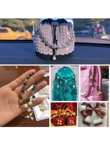 15入組假珍珠鈕扣，鑲嵌螢石珍珠吊墜，適用於DIY服裝和珠寶製作 - 金色 - 查看 5