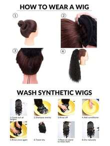 Straight black 26-inch synthetic drawstring Jacques-silk ponytail extensions for everyday wear - Black - View 7