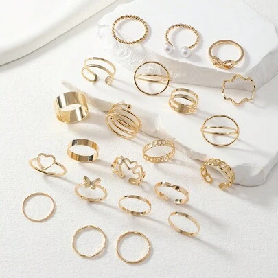 22 piezas Anillos sencillos para niñas/mujer, anillos personalizados como regalo del Día de la Madre, regalo de cumpleaños, fiesta, cosplay, uso diario