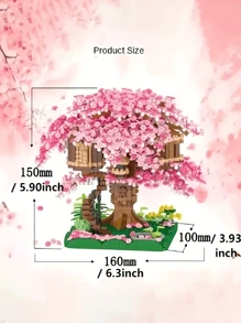 1組2028塊櫻花盆栽樹積木套裝,櫻花樹屋微磚套裝,感恩節/聖誕節禮物（附件隨機） - 粉色 - 查看 2