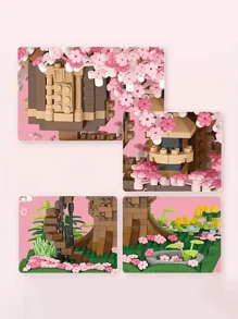 1組2028塊櫻花盆栽樹積木套裝,櫻花樹屋微磚套裝,感恩節/聖誕節禮物（附件隨機） - 粉色 - 查看 6