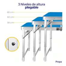 Portable Folding Table With 4 Adjustable Outdoor Chairs 120cm - 藍色 - 查看 5