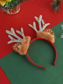 1個女孩可愛的聖誕銀鹿角鈴鐺絨毛頭箍,節日髮飾 - 銀色 - 查看 2