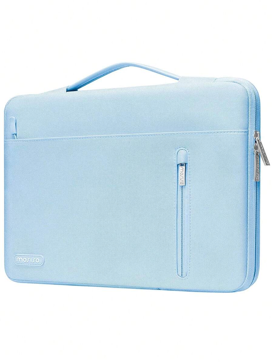 MOSISO 360 Protective Laptop Sleeve Bag Compatible with MacBook Air/Pro, 13-16inch Notebook, Horizontal Bag with Belt&Right Pocket - 空氣藍 - 查看 1