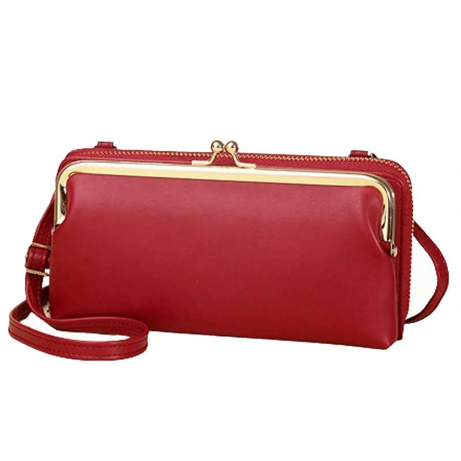 Bolsa Mariconera Moda Mujer Bandolera Cartera Mano Monedero - Rojo - Ver 1