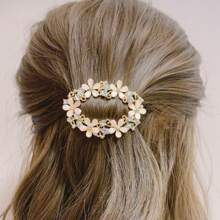 Hair Clip Accessory Ellipse Headwear With Rhinestones & Spring Clip Design For Elegant Hairstyles Boho Valentine's Day Valentines - Champagne - View 2