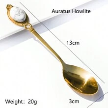 1pc 13cmX3cm Natural Crystal Mini Jade Spoon Amethyst Tiger Eye Mixing Spoon Creative Gift Spoon - Multicolor - View 8