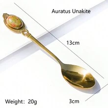 1pc 13cmX3cm Natural Crystal Mini Jade Spoon Amethyst Tiger Eye Mixing Spoon Creative Gift Spoon - Multicolor - View 7