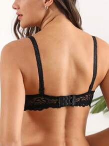 1 Stück Sexy Spitzen Einfassung Push-Up BH mit seitlicher Stütze und Draht zum Zusammenführen, verstellbare Träger, Lingerie