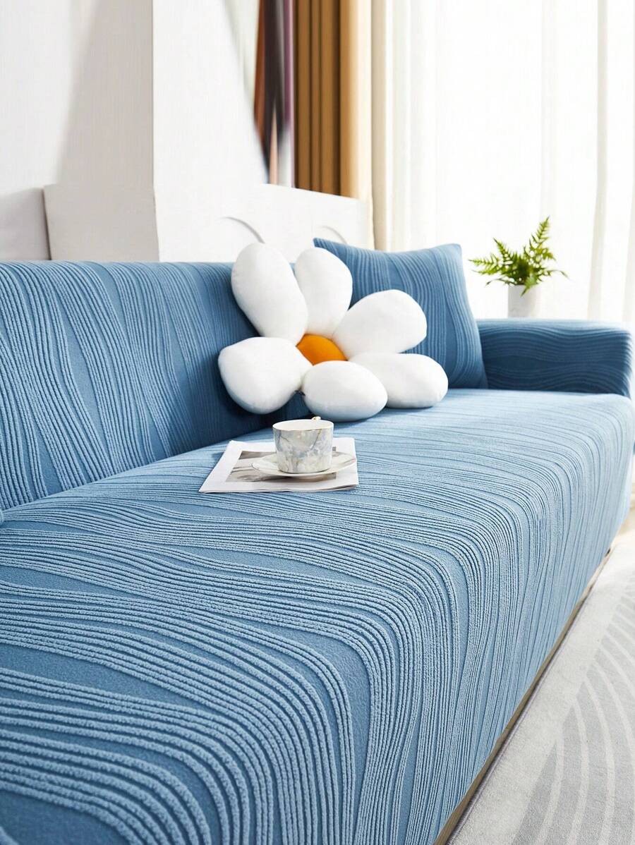 1 Stück Jacquard einfarbige Sofaüberwürfe, vier Jahreszeiten universell, antirutsch, moderner minimalistischer Stil, geeignet für L-förmige Sofas und 1/2/3/4-Sitzer Sofas (inklusive Kissenbezug)