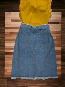 Women Denim Shorts - Rửa nhẹ - Xem 4