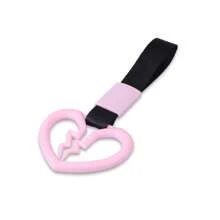 1pc Pink Broken Heart Shaped Warning Sign Loop Suitable For All Cars - Pink - View 2
