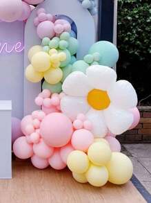 137 Stücke Gänseblümchen Ballon Girlande Bogen Set, pastellfarbene mehrfarbige Ballons für Baby Dusche, Kinder Geburtstag, Dekoration, Braut Party, Hochzeit, Taufe, Konfirmation - Verschiedenfarbig - View 2