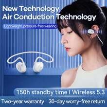 Remax非入耳式氣導無線耳機,ipx5級防水,獨特震撼音質,佩戴舒適,智慧觸控,低功耗快速連接,廣泛兼容,超強續航,輕鬆使用,fcc&ce認證,黑色 - 黑色 - 查看 9