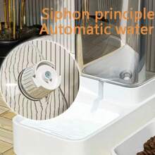 大容量白色透明自動寵物餵食器和飲水器,適用於貓和狗 - 白色 - 查看 9