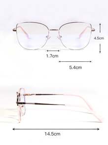 1pc Women's Rose Gold Geometric Frame Non-prescription Glasses, Fashionable And Simple For Everyday Wear - Gold - View 5