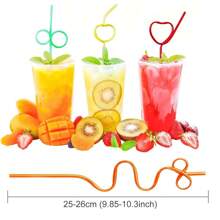 Crazy Unique Plastic Reusable Straws With Different Cute Design And Cleaning Brush,Decoration Party Hard Drinking Tube,Wash By Hands And Can Be Reused,Not Suitable High Temperature Or Dishwash .