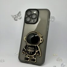 1 gọng kính mạ điện nhiều màu sắc & các lỗ khoét chính xác & TPU mờ chống rơi + Giá đỡ kiểu phi hành gia tương thích với ốp điện thoại , phiên bản quốc tế, không phải phiên bản nội địa. - màu đen - Xem 6