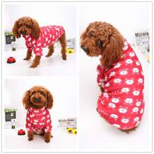 Fashionable Cartoon Printed Plush Warm Hoodie Two Legs Dog Clothes For Small Dog Breeds Like Teddy, Poodle - Blue - View 7