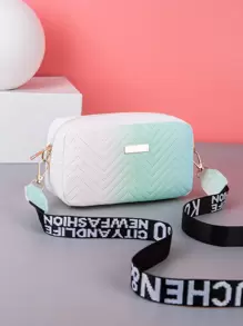 1 件双色斜挎包，时尚百搭夏季旅行女士小方形钱包，金色金属装饰单肩包 - 彩色 - 查看 2