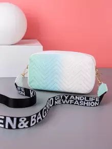 1 件双色斜挎包，时尚百搭夏季旅行女士小方形钱包，金色金属装饰单肩包 - 彩色 - 查看 4