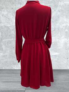 Vestido Casual Fiesta Moda Otoño Invierno Formal Elegante  Baratos Economicos Juvenil Corto - Rojo - Ver 2