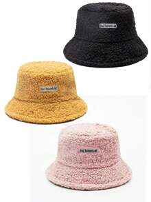 1件秋冬時尚針織桶帽，附帶Teddy毛皮針織帽，時尚且多功能的桶帽 - 黑色 - 查看 2