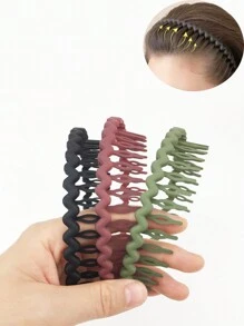 3入組女士防滑橡膠牙齒髮夾,適用於戶外活動、洗臉、化妝、固定髮型 - 彩色 - 查看 1