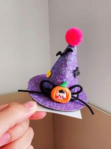 1pc Children's Colorful Glitter Wizard Hat Hair Clip Halloween Funny Accessory - Purple - View 1