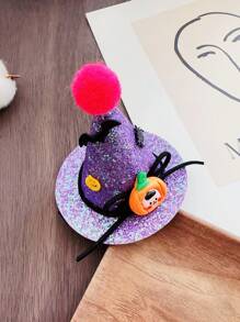 1pc Children's Colorful Glitter Wizard Hat Hair Clip Halloween Funny Accessory - Purple - View 6