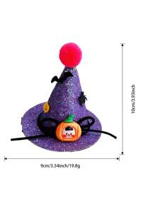 1pc Children's Colorful Glitter Wizard Hat Hair Clip Halloween Funny Accessory - Purple - View 4