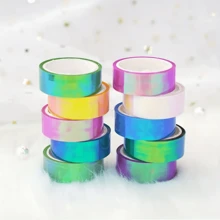 10卷激光閃粉紙膠帶,糖果色彩裝飾性黏著膠帶,適用於創意相簿、文具膠帶、禮品包裝、裝飾顏色貼紙、素材手工膠帶,禮品包裝 - 彩色 - 查看 2