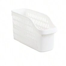 1pc Narrow Kitchen Storage Basket With Wheels, Organizer For Sink Cabinet - White - View 7
