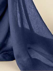 1pc Solid Color Hijab/Headscarf, Suitable For Mosque Use, Sunscreen Neck Wrap - Dusty Blue - View 3