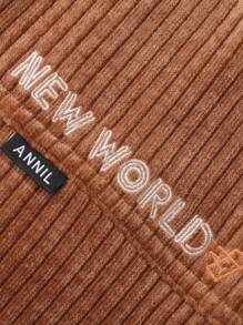 Annil Boys' Knitted Plush Underwear With Thick Corduroy Casual Long Pants Brown