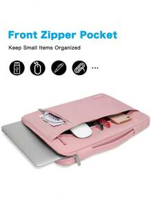 MOSISO 360 Protective Laptop Sleeve Bag Compatible with MacBook Air/Pro, 13-16inch Notebook, Horizontal Bag with Belt&Right Pocket - Pink - View 2