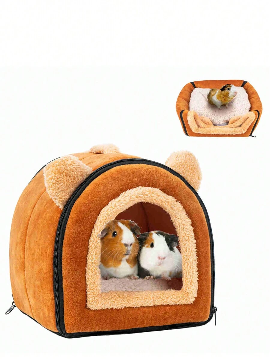 1入小寵物屋,棕色聚酯纖維材質水晶絨四季通用可拆洗冬暖適用於5kg以下的寵物 - 棕色 - 查看 1