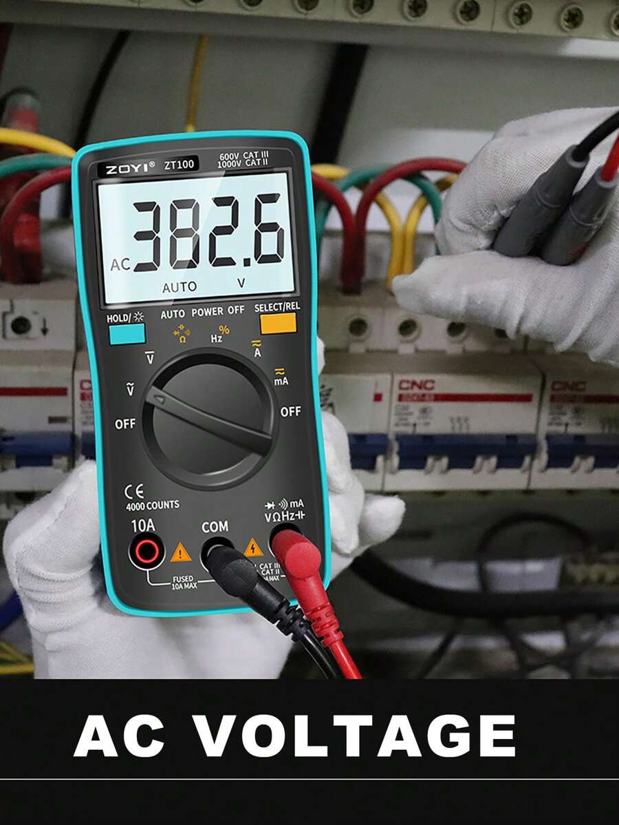 ZOYI Cầm tay Số Vạn năng , Điện áp hiện tại Sức chống cự Đo đạc , 4000 Counts Với Đo đạc , Chống phá vỡ Dấu ngoặc , LCD Độ nét cao Trưng bày , Đối với Bảo trì , Thợ điện Và - Màu xanh lam - Xem 1
