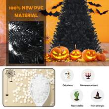 Costway 7ft Pre-lit PVC Christmas Tree Black w/ 500 Purple LED Lights - Black - View 7
