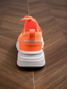 Women's Fashionable Green Breathable Comfortable Lace-Up Chunky Sneakers Chunky Sneakers Fitness Shoes - Orange - View 2