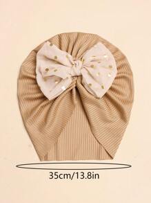 1 件带蝴蝶结的可爱罗纹婴儿头带，适合春夏季 - 咖啡棕 - 查看 4