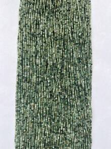 2 毫米綠色苔蘚瑪瑙玉天然石珠寶石項鍊寶石手鍊耳環珠寶套裝製作 Diy 聖誕節感恩節派對舞會設計 - 綠色 - 查看 7