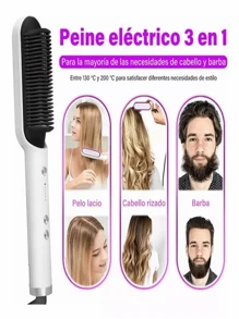 Cepillo Alaciador Electrico Plancha Alaciador De Pelo 2 En 1 - Blanco - Ver 2
