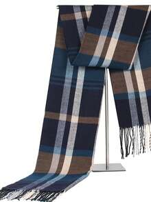 1條經典方格圖案190*30cm戶外防風披巾,120g,可用作四季輕便披巾、頭巾或冷氣房毛毯,超大尺寸,顏色選擇:紅、玫瑰、黑、白、米色、黃、藍、綠、橙和暗紅,時尚暖和,男女通用 - 綠色 - 查看 4